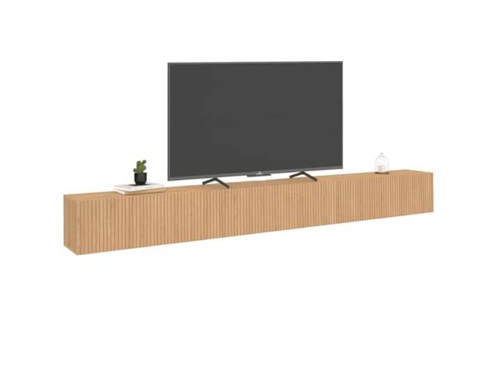 IDMarket - TV-Möbel 270 cm, hängend, Juliette, 3 Türen, Holzleisten, eichenfarbig