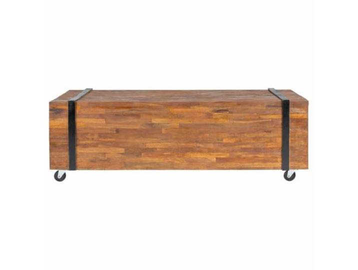 Couchtisch 110x45x38cm Massivholz Teak Massives Teakholz, glatte Oberfläche, feuchtigkeitsbeständig, stabile Struktur, Wohnzimmer, Arbeitszimmer, kleines Büro