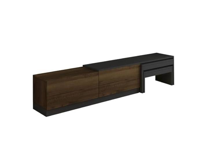 Hanah Home Stylish TV Stand, 180 cm, Anthracite & Antique Walnut 100% Melamine Coated Particle Board, 18 mm Thick Wall-Mountable, Modern Design
