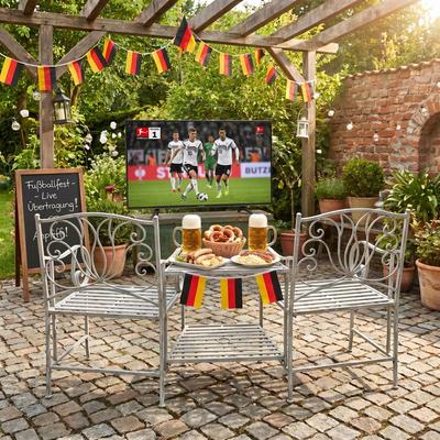 Sitzgruppe AMBIENTE HAUS, grau, B:160cm H:90cm T:52cm, Metall, Sitzmöbel-Sets, Gartenmöbel-Set, Stühle mit Tisch Outdoor geeignet