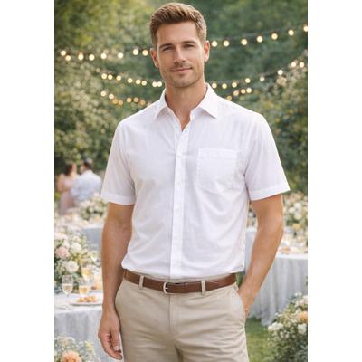 Kurzarmhemd MAN'S WORLD, Herren, Gr. 43/44 (XL), N-Gr, rosa, Obermaterial: 55% Baumwolle, 45% Polyester, unifarben, Basic, normal, gerader Abschluss, Hemden, Kurzarm
