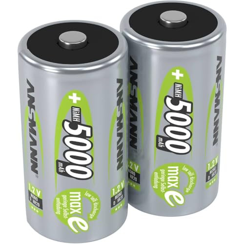 Ansmann maxE NiMH oplaadbare batterijen Mono D, 5000 mAh, 2 stuks
