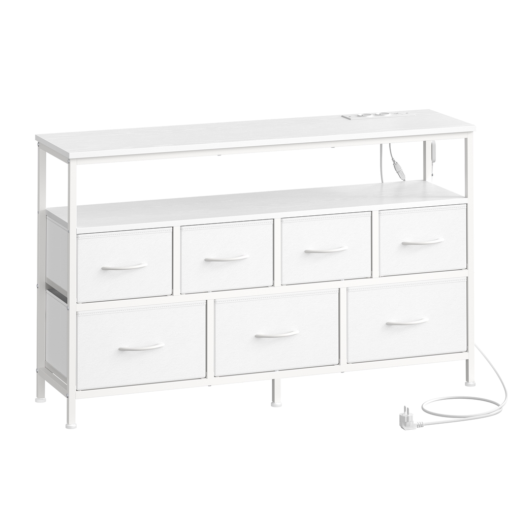 SONGMICS Kommode mit LED-Beleuchtung, Sideboard, Schubladenschrank für Wohnzimmer LGSB35733WH01