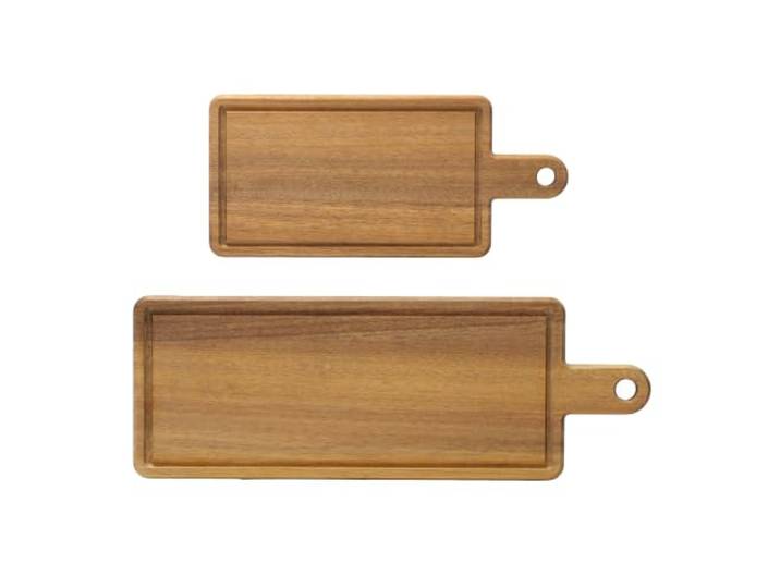 SABATIER TROMPETTE - Set 2 planches à découper rectangulaire avec poignées et rigoles - Bois d'acacia huilé - 37.5 x 17 x 1.5 cm / 39 x 28 x 3 cm - Bois
