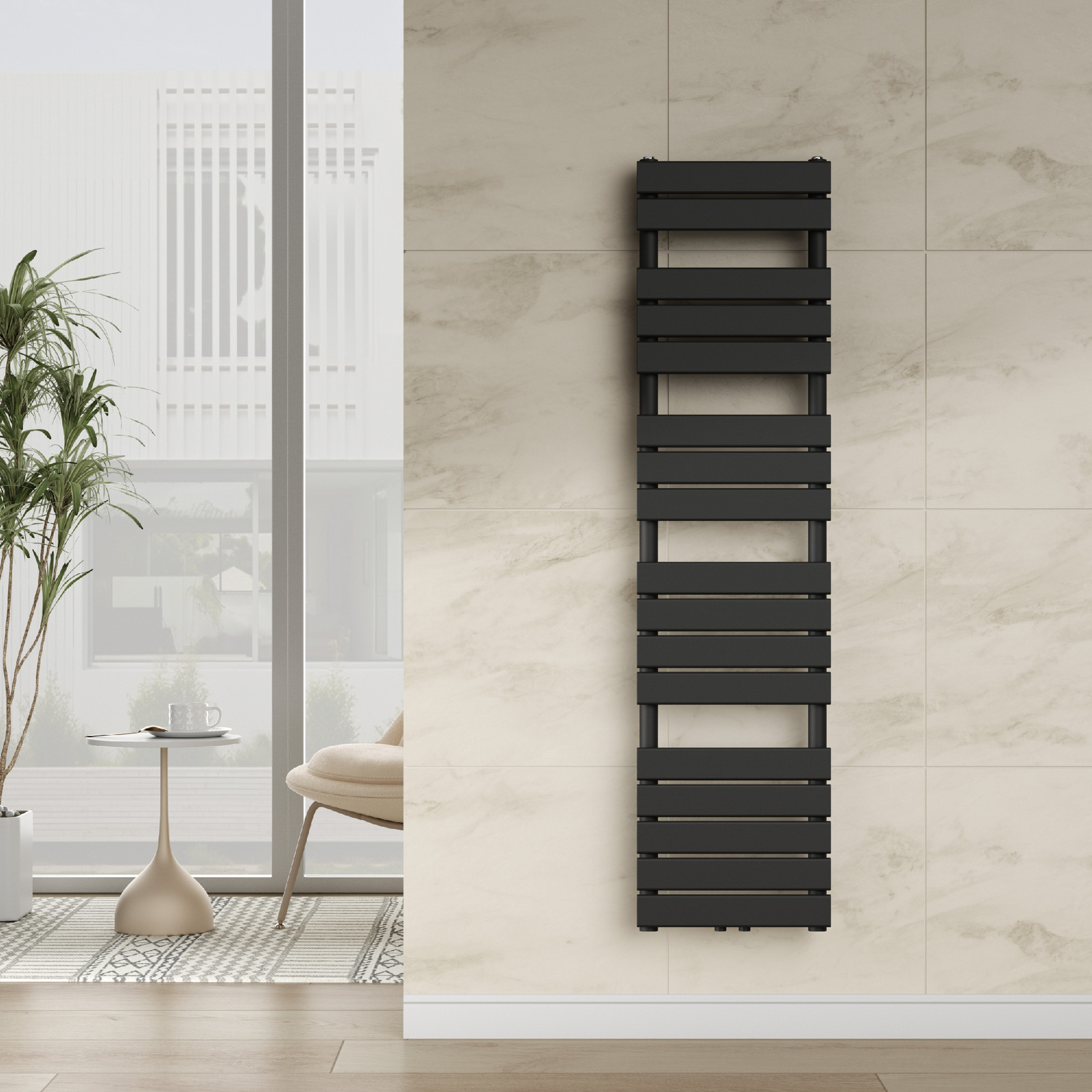 neu.haus Handdoekradiator Voss zwart lamellen B: 40 cm, H: 160 cm