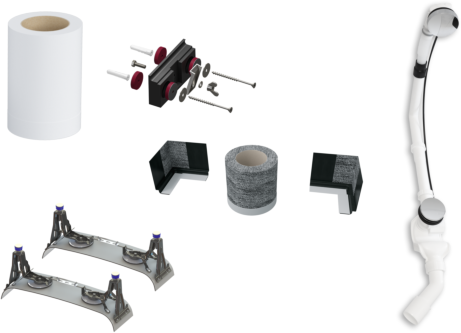 Kaldewei Installations-Set 687676640999 5014, flacher Rand, chrom, für Badewanne