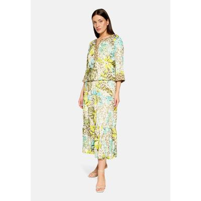 Maxirock BETTY BARCLAY "Damen mit Muster", Damen, Gr. 44, bunt (beige, gelb), Crêpe, Obermaterial: 100% Viskose, figurumspielend lang, Röcke Maxirock