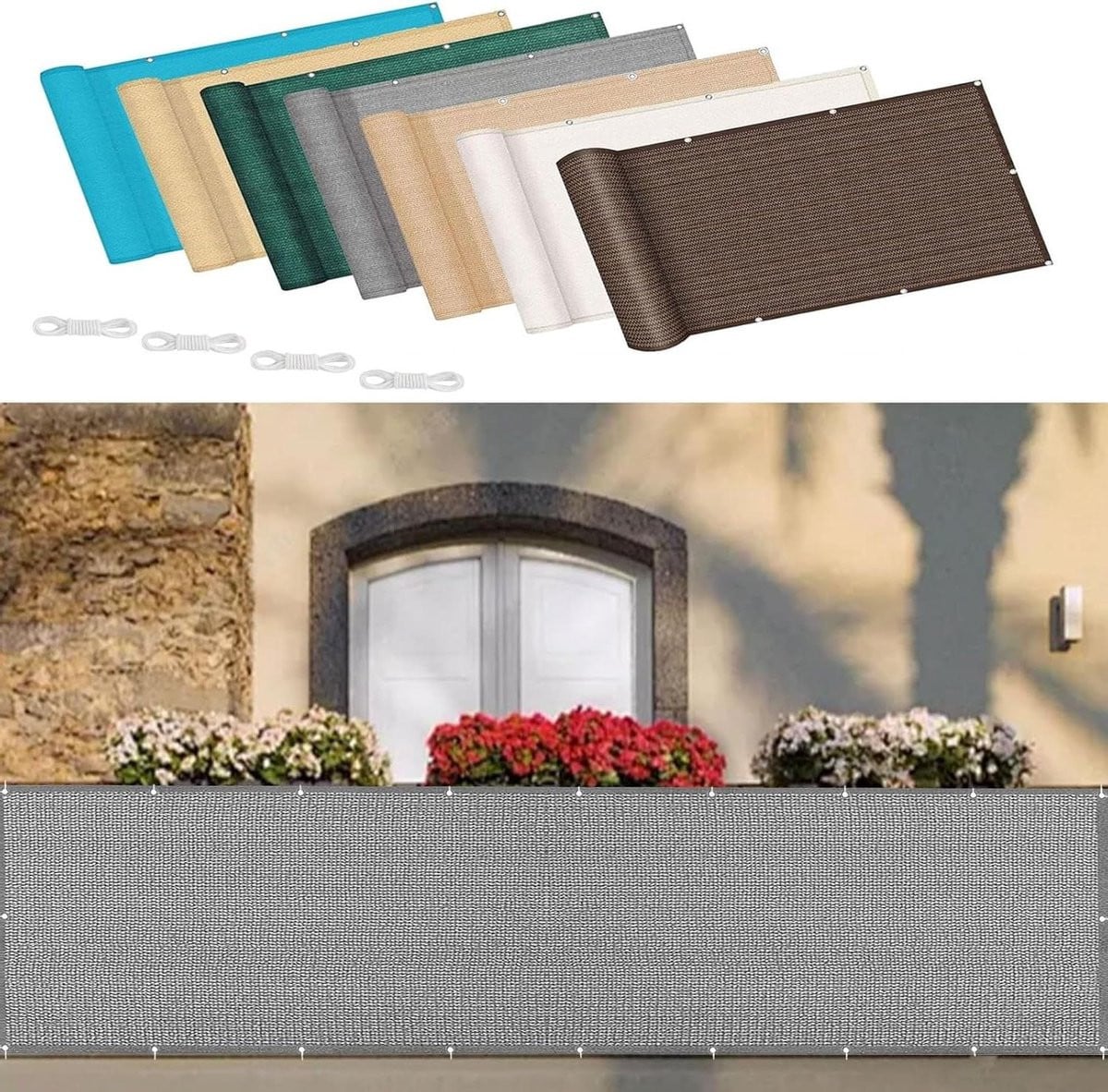 Grijs Balkonscherm Privacy scherm Breedte: 100 cm, Hoogte: 350 cm