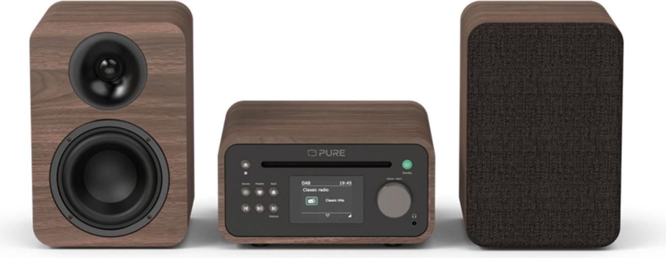 Pure Stereo Classic Mini Bluetooth luidspreker in bruin walnoot met brons details