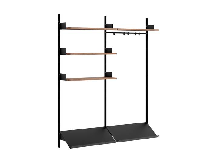 Modulare Design Wandgardarobe „New Works Wardrobe III“ Nussbaum / Schwarz