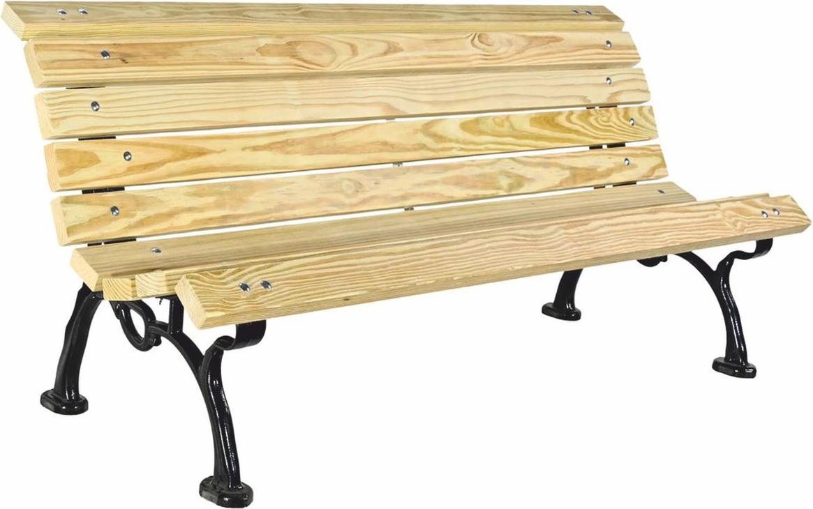 Casa Padrino Parkbank - Stadtbank Naturfarben / Schwarz 180 cm - Garten Möbel