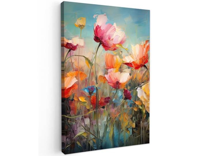 LEINWANDBILD Blumen - Aquarell - Kunst - Botanisch - Natur Wanddeko 40x60 cm