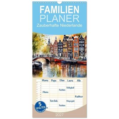 Familienplaner 2027 - Zauberhafte Niederlande mit 5 Spalten (Wandkalender, 21 x 45 cm) CALVENDO