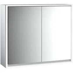 emco loft Lichtspiegelschrank, 800mm, 2 Türen, Aufputzmodell, aluminium/spiegel, 979805106, Ausführung: 2 Türen