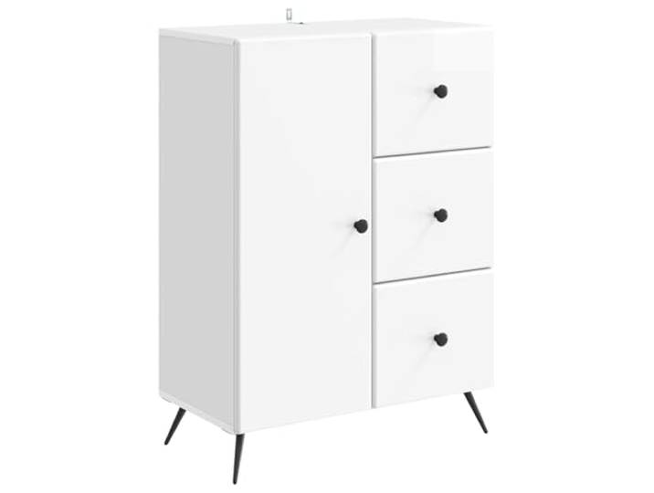 GFMGUEMV Sideboard Hochglanz Weiß 66 x 34,5 x 90 cm Holzwerkstoff Stauraum Weiß Hochglanz, Holzwerkstoff, Regale, Schubladen, vielseitig nutzbar, pflegeleichte Oberfläche