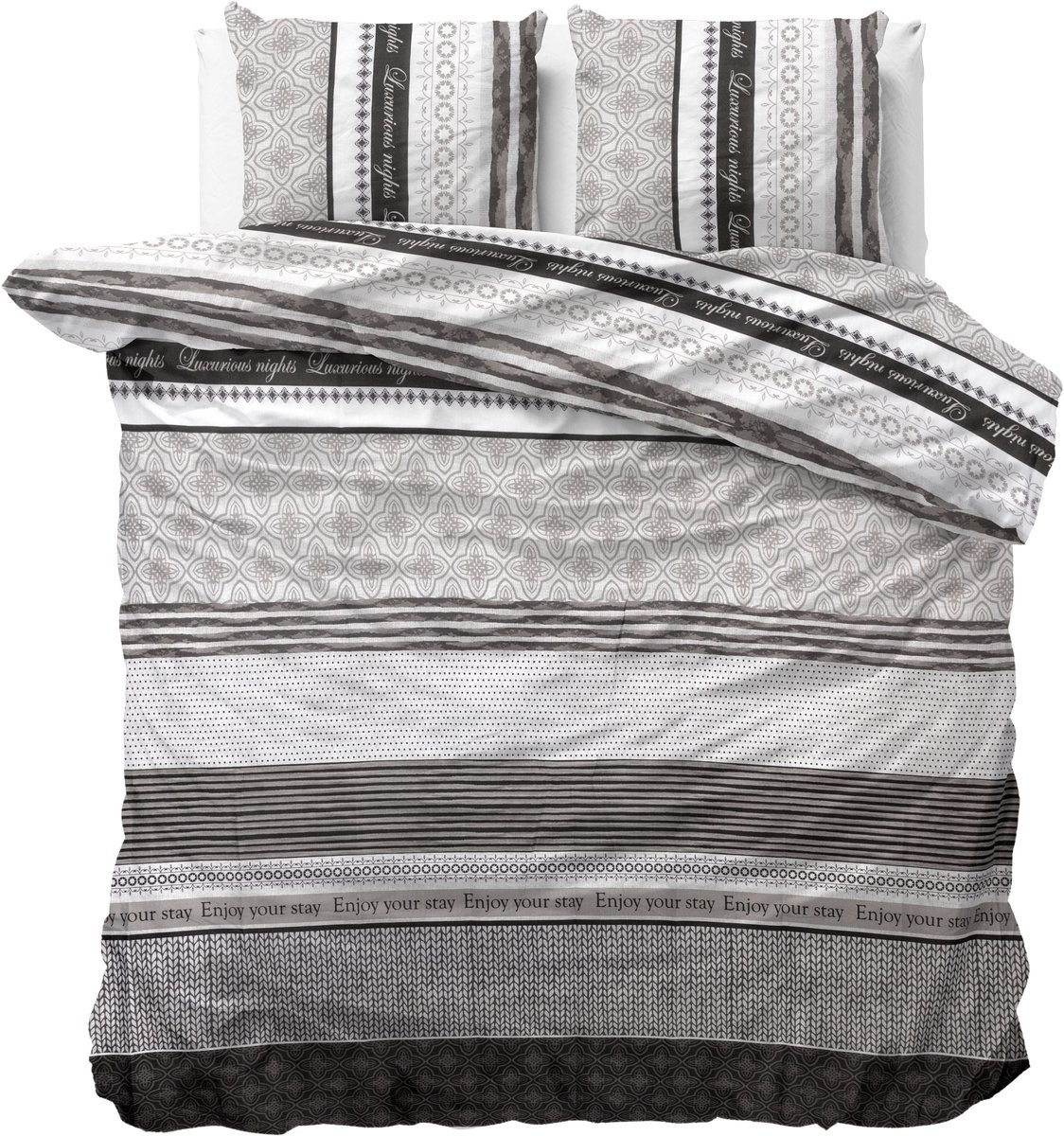 Sleeptime Your Stay Dekbedovertrek Lits Jumeaux met 2 Kussenslopen - Grijs - 240 x 220 cm