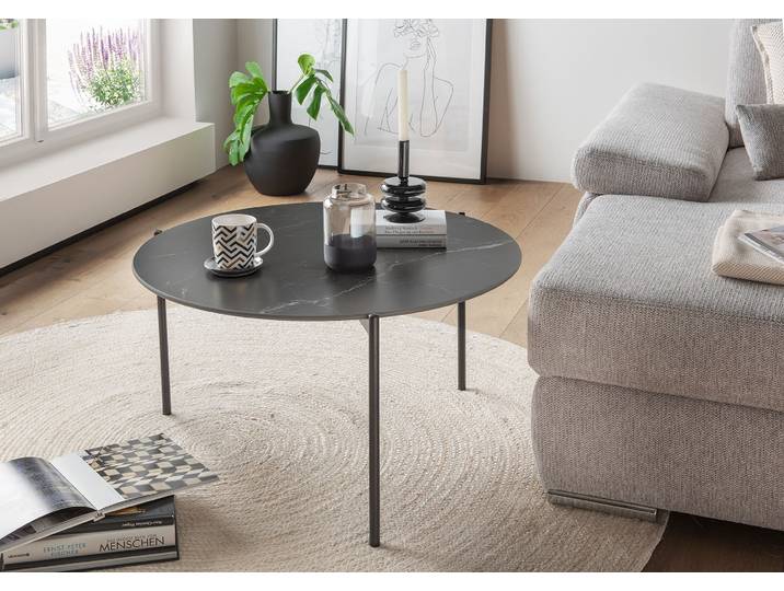 Couchtisch PAROLI, schwarz (schwarz, schwarz marmoriert), B:82cm H:46cm T:82cm, Tische, Couchtisch