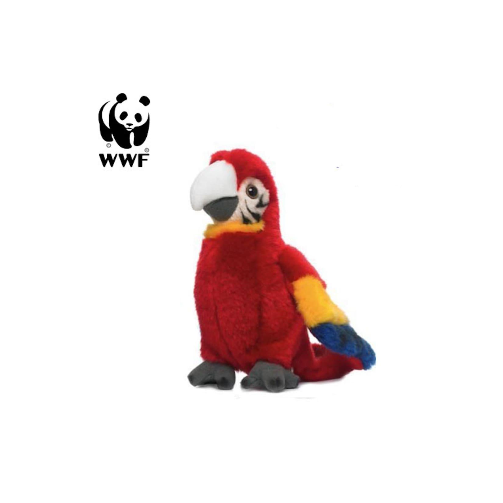 WWF Plüschtier Hellroter Ara Papagei (mit Sound, 14cm) lebensecht Kuscheltier Stofftier