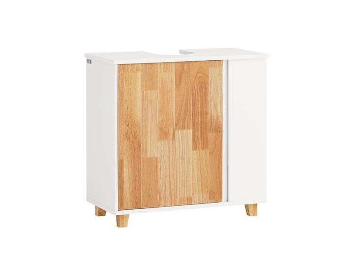 Meuble sous vasque effet bois blanc
