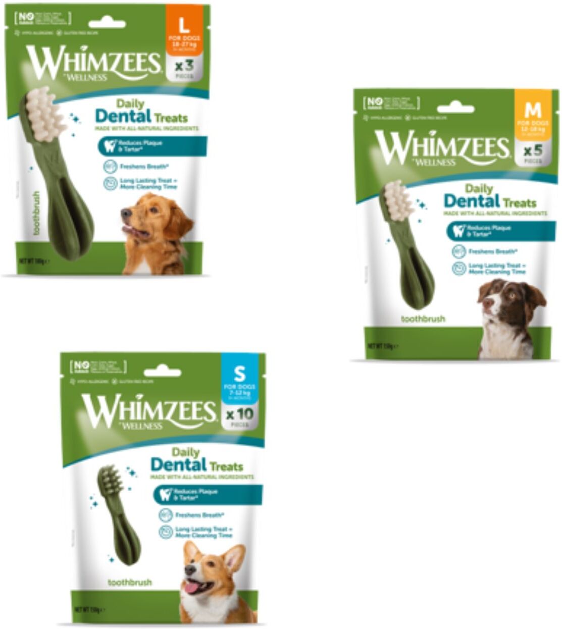 Whimzees® Whimzees Snack Spazzolino per Cani Snack Dentale Naturale Toothbrush Busta Discovery M