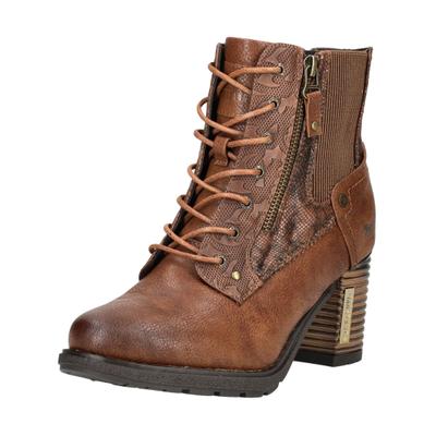 High-Heel-Stiefelette MUSTANG SHOES "Mustang Shoes Stiefelette Lederimitat/Textil", Damen, Gr. 37, Textil, braun, Lederimitat, Textil, Schuhe