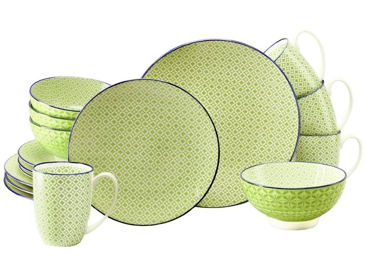 Kombiservice CREATABLE Mediterran, Service 16-tlg. , grün, 16, Steinzeug, Geschirr-Sets, Kombiservice, Mediterraner Flair, Traditionell keramische Motive