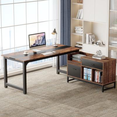 Bluebell "70.8"" L-Shaped Executive Desk with File Cabinet for Home Office"