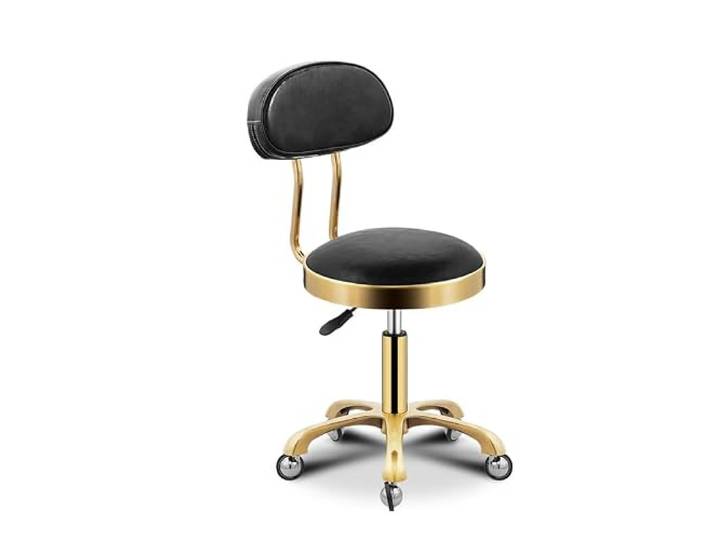 JFGCTYHXY Hocker mit Rollen, Mit Rückenlehne, for Nageltechniker-Tätowiererarbeiten im Geschäft(Black)