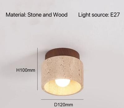 Uplifted Goods Modern Travertine Ceiling Lamp brown Small neutral Light