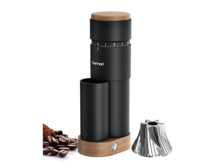 Geimori T38 Plus Burr Kaffeemühle für Espresso/Tropf, Plasma antistatisch Von Espresso bis Kaltgebrüh, 38 mm konischer Grat, stufenlose Einstellung, geringe Retention, Metallkörper