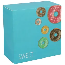 Nette 100 Donut Karton Faltschachteln "Happy Donuts" 190x190x80mm