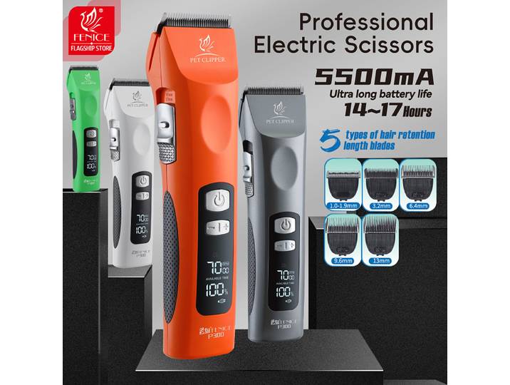 Fenice tondeuse pour animaux de compagnie Rechargeable sans fil à faible bruit professionnel Machine de coupe de cheveux pour animaux de compagnie tondeuse de toilettage Kit de rasoir pour animaux