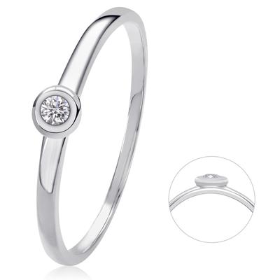 Diamantring ONE ELEMENT "0,03 ct Diamant Brillant Ring aus 585 Weißgold" Gr. 57, silber, Fingerringe, Damen, 57, 0,03 mit Diamant, Diamanten Gold Weißgold 585, Diamanten, Gold, Weißgold 585, Diamantring, Fein gearbeitet – edle Brillanz mit...
