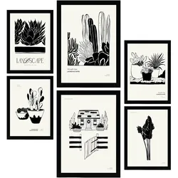 POSTER Set Mit 6 In Schwarzer Tinte Hinterhof A3 & A4 Rahmenlos