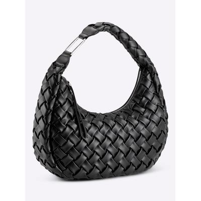 Handtasche HEINE, Damen, Gr. B/H/T: 42cm x 30cm x 16cm, schwarz, Metall, Viskosemischung, unifarben, Taschen Handtasche