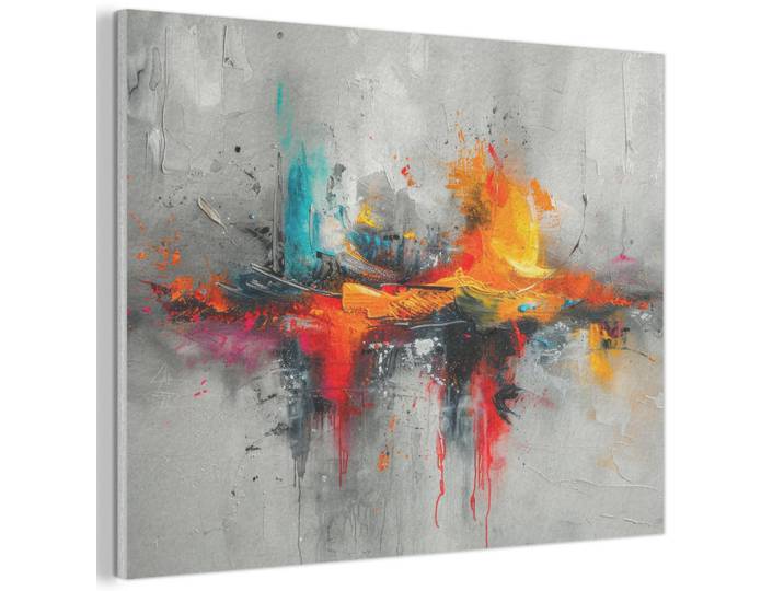 MuchoWow Akustikbild - Moderne Kunst - Orange - Grau - Abstrakt - 80x60, Hellgrau, Kunststoff, Rechteckig, 80x60x0.9 cm, Wandverkleidung, Akustikpaneele