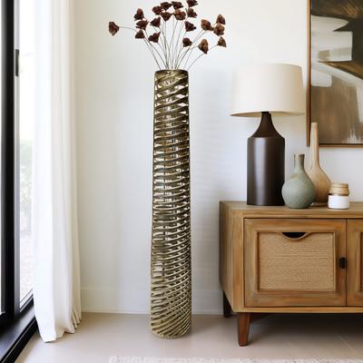 Sagebrook Home Elegant Floor Vase in Gold - Decorative Tall Vase for Posh Interiors, Aluminum, Home Decor Essentials