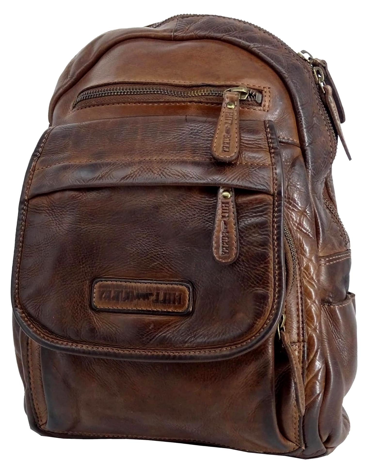 Rucksack Damenrucksack für Frauen | Elegant Leder für Damen | Daypack Lederrucksack Vintage Cityrucksack Rucksackhandtasche | Lederrucksack Echtleder | Hill Burry Waschleder Daypacks dunkelbraun