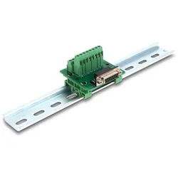 Delock D-Sub 15 Pin Buchse zu 16 Pin Terminalblock für Hutschiene