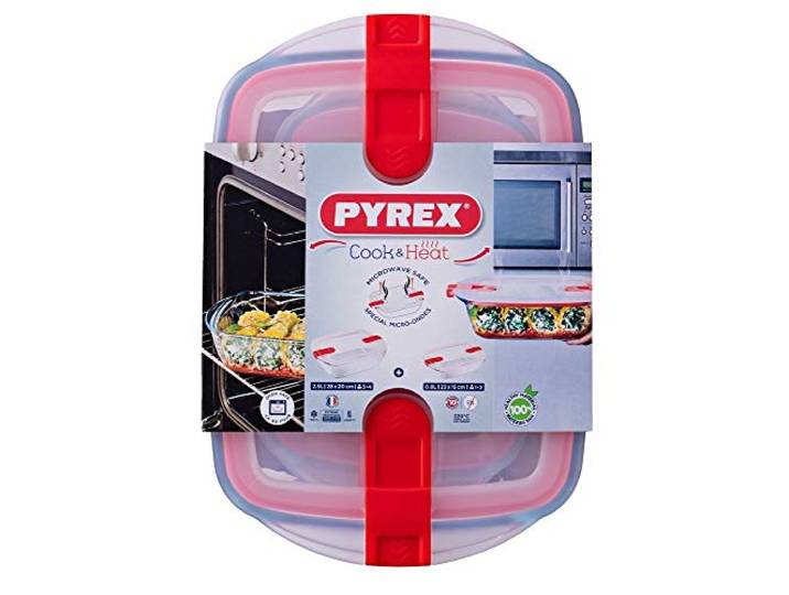 COOK & HEAT RECHTHOES 28X20X8 (2,5L) + 23X15X4 (0,8L) PYREX 913S065 (5)