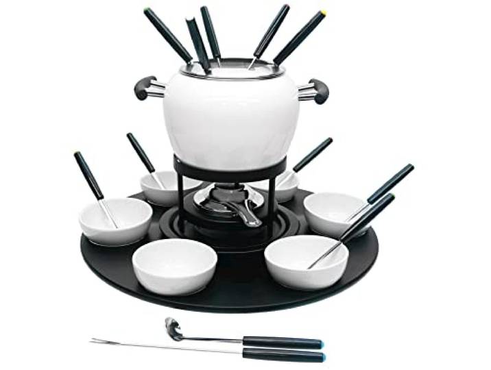 H&H 55083 Dienst Fondue-23 Stück, Edelstahl, Weiß