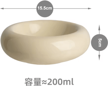 Inspire Picks Donut Shaped Ceramic Cat Bowl With Non Slip Anti Tip Design yellow