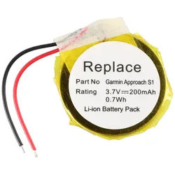 AccuCell Akku passend für Garmin Approach S4, Approach S1 GPS Golfuhr Li-Ion Akku 361-00047-00, 361-00064-00 Approach S3, 32,8 x 3,7mm