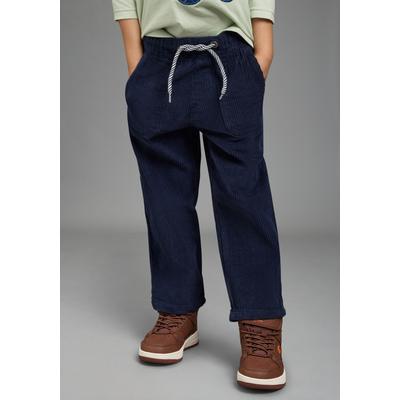 Cordhose KIDSWORLD "Breitcord-Cordhose mit Cargotaschen", Mädchen, Gr. 110, N-Gr, blau (marine), Web, Obermaterial: 100% Baumwolle, unifarben, Basic lang, Hosen Cordhose, Lässige Cargo-Cordhose, gerade Passform, modischer Basic-Style