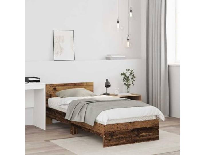 KTHLBRH Bettgestell aus Altholz, 90 x 200 cm, mehrschichtig Mit modernem Kopfteil, minimalistisches Design, einfache Reinigung, robust für Zimmer
