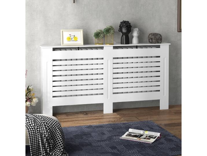 HOMCOM Couverture Radiateur Bois Blanc avec Étagère 152x81cm