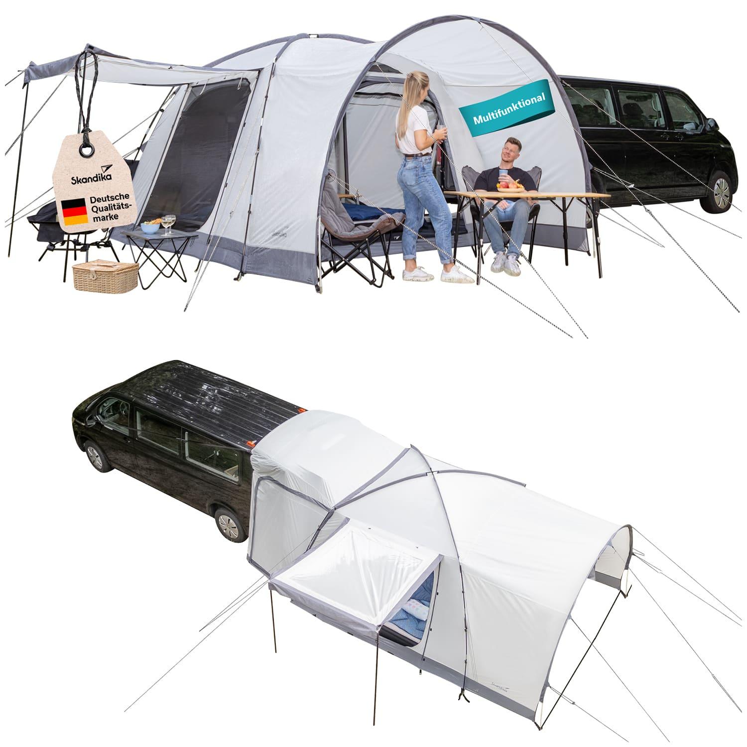 Skandika Kuppelzelt Pitea 4 Flex Protect Bundle mit Van-Schleuse Plus | Campingzelt für 4 Personen, mit Schleuse für Van, eingenähter Zeltboden
