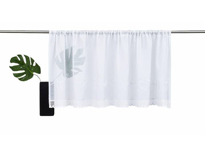 Scheibengardine GOODPRODUCT Idaho Gr. 4, weiss (weiß), B:120cm H:45cm, Voile, Polyester, Gardinen, Scheibengardine, Fertiggardine, Mit Spitze, transparent
