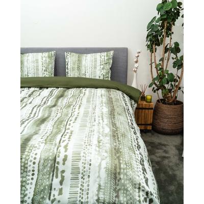 Bettwäsche KAYORI "Shima", grün, B/L: 155cm x 220cm, 1 Stk., 1 Stk., Mako-Satin, B/L: 80cm x 80cm, 2 Stk., Mako-Satin, Obermaterial: 100% Baumwolle, Bettwäsche, Bettwäsche, Hergestellt aus GOTS-zertifizierter Bio-Baumwolle