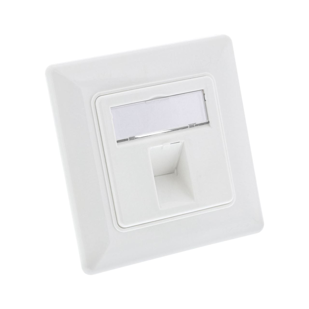 InLine Rahmenset für 1x RJ45 Bu/LSA Einsatz, Keystone SNAP-In, RAL9010, weiß